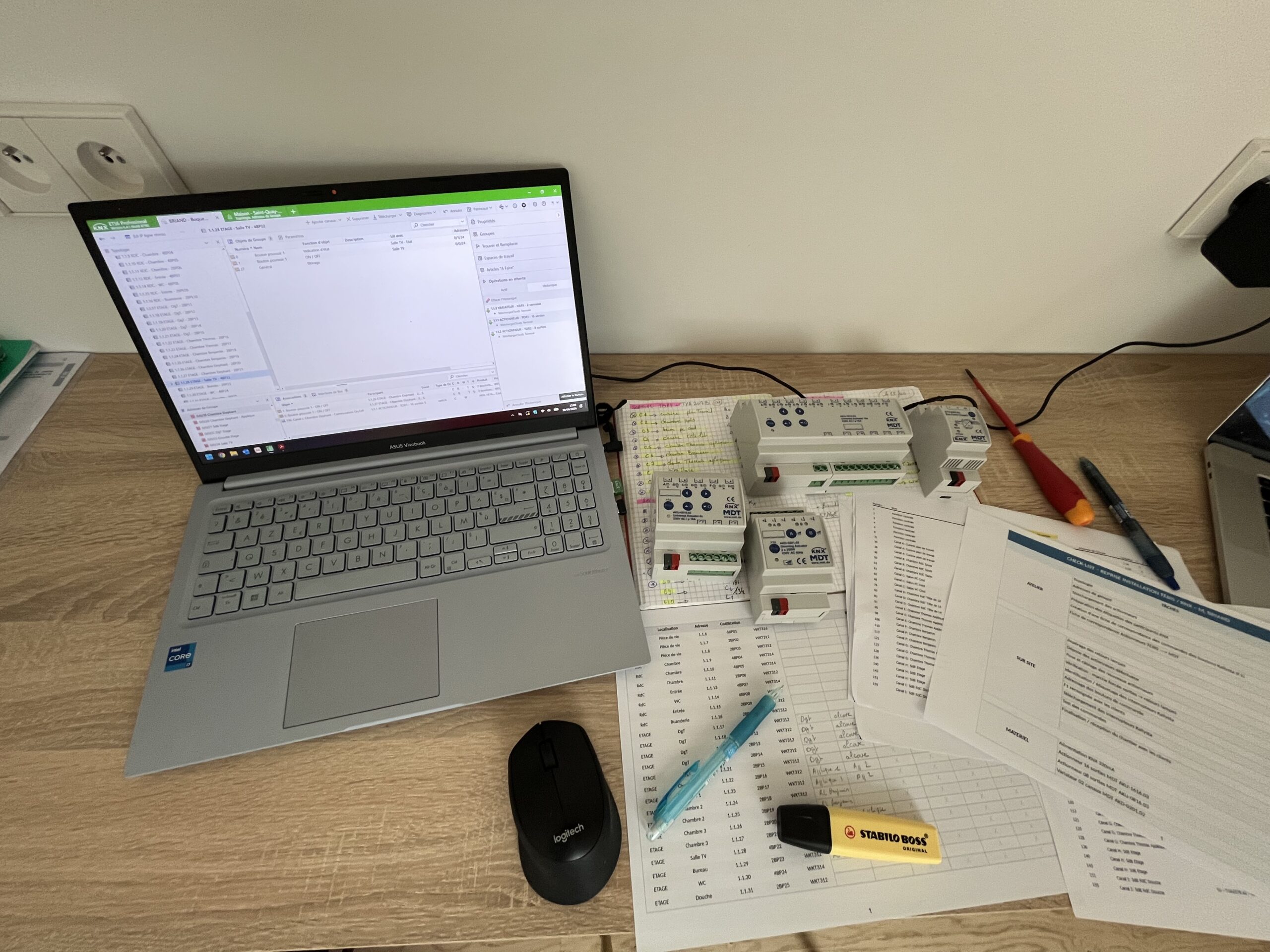 Préparation en atelier du projet KNX sous ETS6